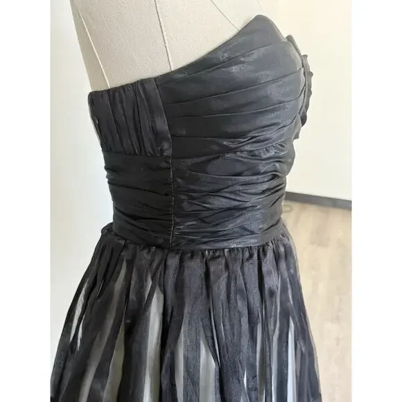 Betsy Johnson Rouched Corset, Fit And Flare Black Babydoll Dress Size 4 - Picture 5 of 16